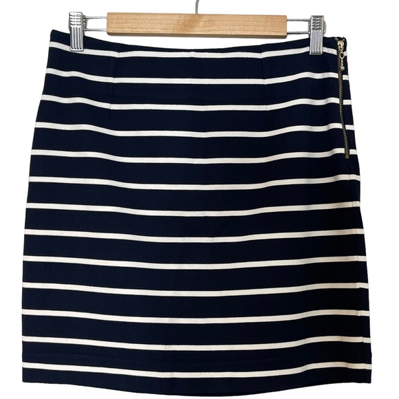 Banana Republic Womens Nautical Striped Navy Blue Stretch Mini Skirt Size 4 Zip - Picture 1 of 5